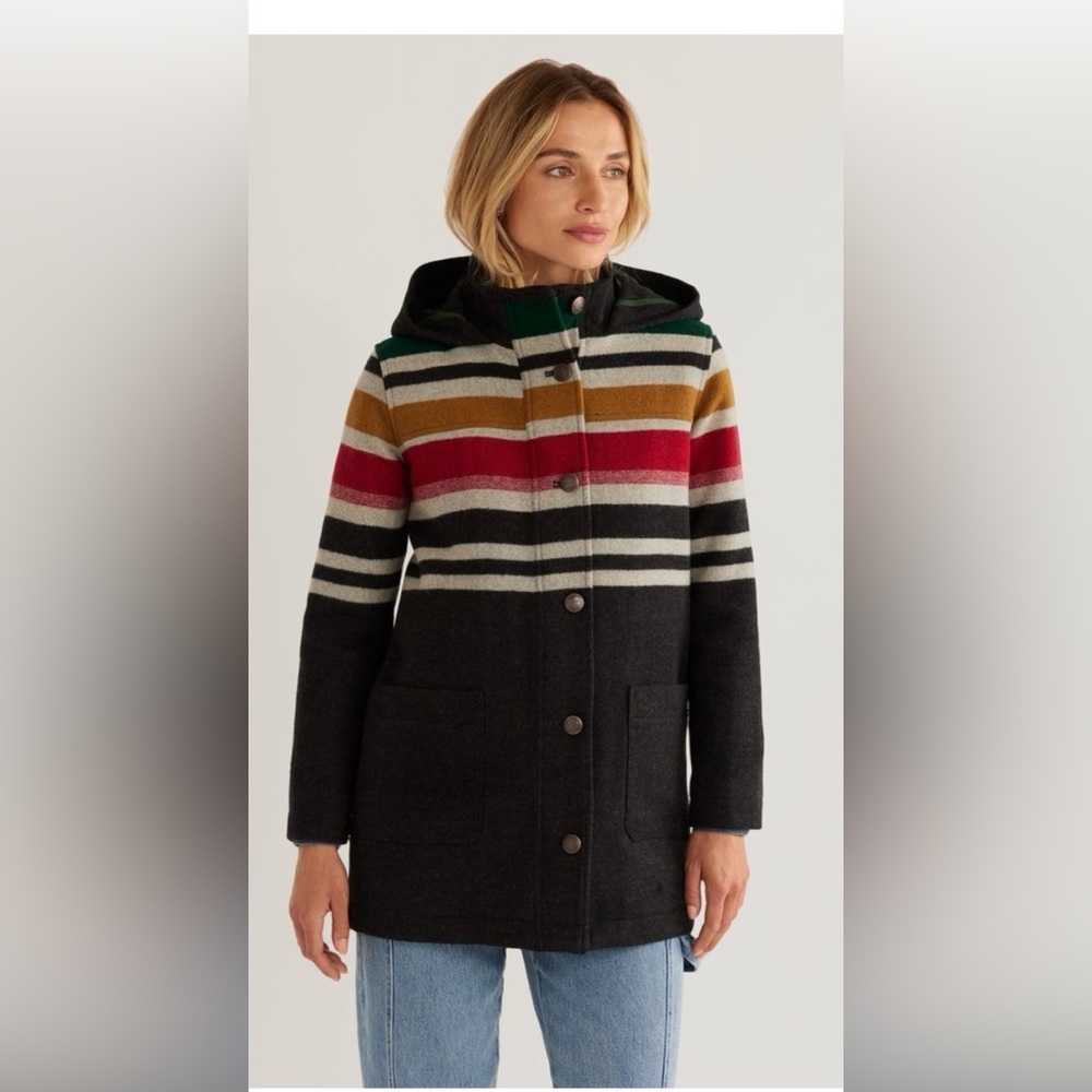 PENDLETON CAMP STRIPE Jacquard WOOL HOODED PARKA